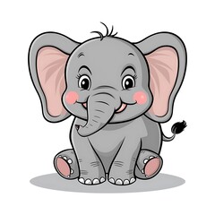 Naklejka premium Happy cute elephant cartoon isolated on white background