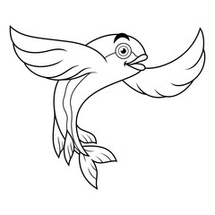 Cartoon flying fish line art