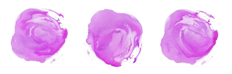 Abstract Circle Texture Pink Watercolor Stain On White Background, Set watercolor Circle