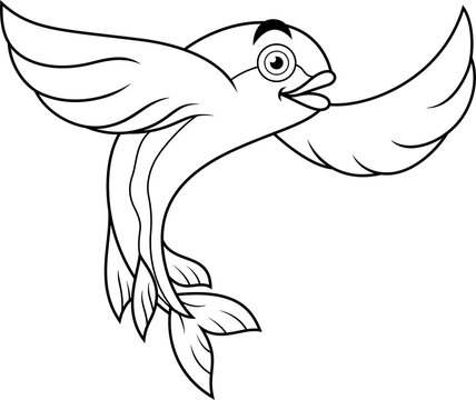 recommend clip art: Cartoon flying fish line art