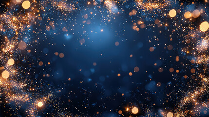 Diwali fireworks display with large copy space, solid navy blue background