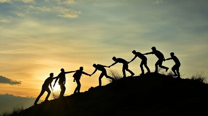 Teamwork at Sunset: A Symbol of Togetherness