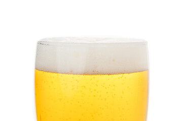 Close up foamy beer head