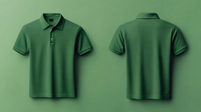 Green Polo Shirt Front and Back View