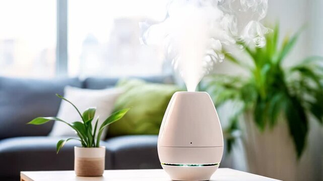 Air humidifier aroma diffuser creates comfortable living conditions in modern home