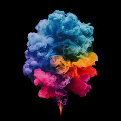 abstract multi colors ink and paint smoke from down to up, high quality vivid colors, black background, illustration,Rainbow paint splash,Bright Rainbow splash vectors