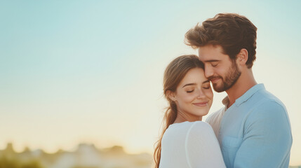Obraz premium A loving couple supporting each other through a difficult time, with a tender hug and shared gaze, embodying love, support, and resilience, couple, support, resilience, love, diffi