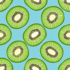 Fototapeta premium Seamless kiwi fruit cut slice pattern background