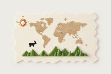 Fototapeta premium Scenic road trip map with landmarks, travel itineraries, exploration