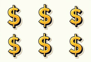 Patterned 3D Dollar Icons: Retro Design Elements for Pop Culture