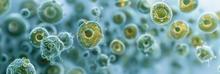 Molds. 3D Illustration of Molded Fungal Spores Growing. Microscopic View of Illness-causing Microbe