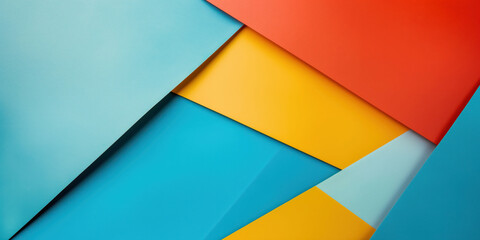 Obraz premium Abstract Colorful Geometric Background with Overlapping Paper Layers in Blue, Yellow and Red