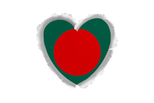 recommend clip art: World countries. Heart- frame ripped paper on white background. Bangladesh
