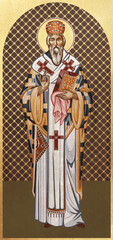 Obraz premium Traditional Christian icon of Basil of Ostrog. Antique illustration in Greek style