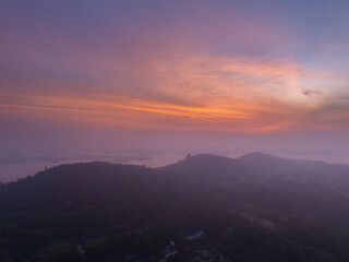 Summer sunrise scenery of Wuhan East Lake Scenic Area