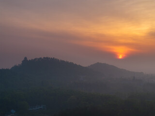 Summer sunrise scenery of Wuhan East Lake Scenic Area