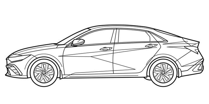 black and white sedan car outline clip art preview