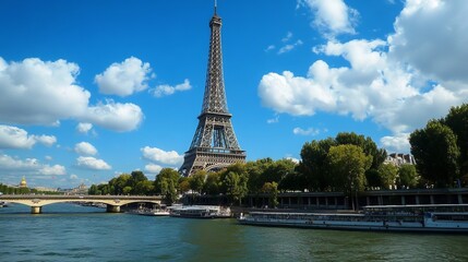 Fototapeta premium Eiffel Tower Overlooking the Seine River
