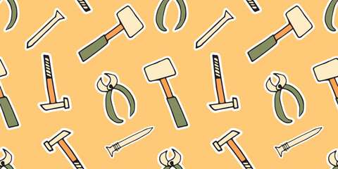 axe. saw. a hammer. blade. the tool. vector. doodle. the pattern. seamless pattern. for textiles. beautiful pattern for printing on wrapping paper.
