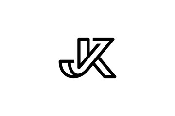 Letter JK or KJ Logo Design Vector 