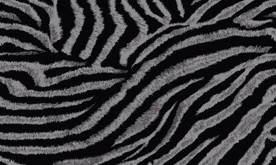Black Tiger Skin Pattern Vector Illustration With Exotic Texture. Animal Striped Skin Fur Pattern Texture Background