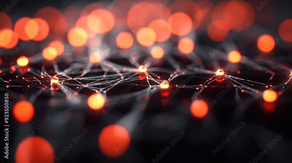 Poster 3d rendering of a network with malware detection nodes, cybersecurity, monitoring