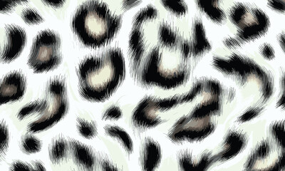 White Leopard Skin Texture Pattern Vector. Seamless Animal Wildlife Skin Pattern. Leopard Fur Camouflage Background.