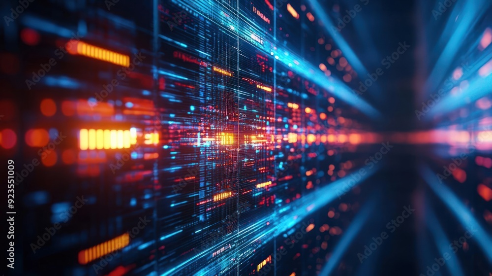 Poster 3d rendering of a secure digital environment with firewalls, cybersecurity, protection