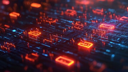 Obraz premium 3D rendering of a secure digital environment with firewalls, cybersecurity, protection