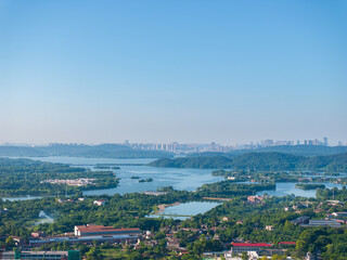 Naklejka premium Summer scenery of Wuhan East Lake Scenic Area