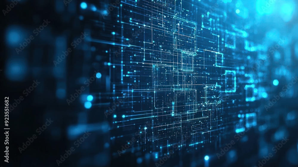 Poster abstract representation of malware prevention algorithms, cybersecurity, protection