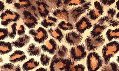 Leopard Skin Texture Pattern Vector. Seamless Animal Wildlife Skin Pattern. Leopard Fur Camouflage Background.