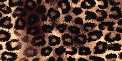 Leopard Skin Texture Pattern Vector. Seamless Animal Wildlife Skin Pattern. Leopard Fur Camouflage Background.