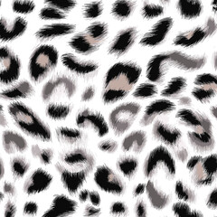 White Leopard Skin Texture Pattern Vector. Seamless Animal Wildlife Skin Pattern. Leopard Fur Camouflage Background.