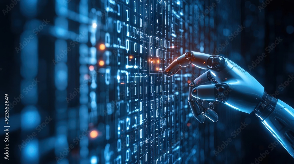Poster ai assistant managing firewall protocols on a digital interface, cybersecurity, protection