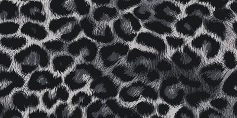 Black Leopard Skin Texture Pattern Vector. Seamless Animal Wildlife Skin Pattern. Leopard Fur Camouflage Background.