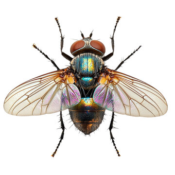 recommend clip art: Colorful housefly with iridescent wings macro shot isolated with transparent background clipart