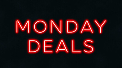 Obraz premium monday deals red neon lettering on plain dark black background