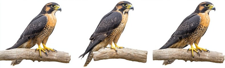 Obraz premium A set of Falcon birds isolated on a transparent background