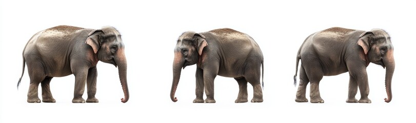 Obraz premium Elephants walking together on a transparent background, isolated