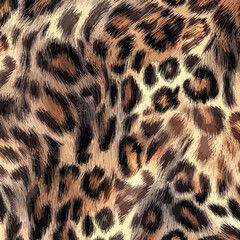 Leopard Skin Texture Pattern Vector. Seamless Animal Wildlife Skin Pattern. Leopard Fur Camouflage Background.