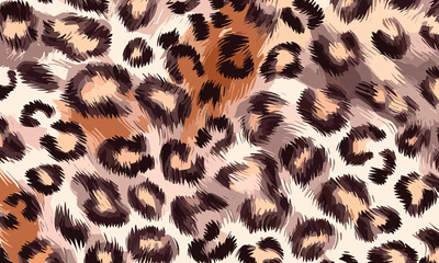 Leopard Skin Texture Pattern Vector. Seamless Animal Wildlife Skin Pattern. Leopard Fur Camouflage Background.