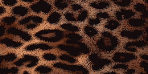 Leopard Skin Texture Pattern Vector. Seamless Animal Wildlife Skin Pattern. Leopard Fur Camouflage Background.