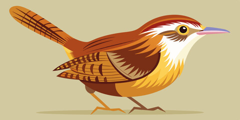 Vector South Carolina State Bird - The Carolina wren (Thryothorus ludovicianus)
