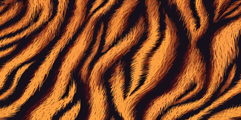 Tiger Skin Pattern Vector Illustration Exotic Texture. Animal Striped Skin Fur Pattern Texture Background
