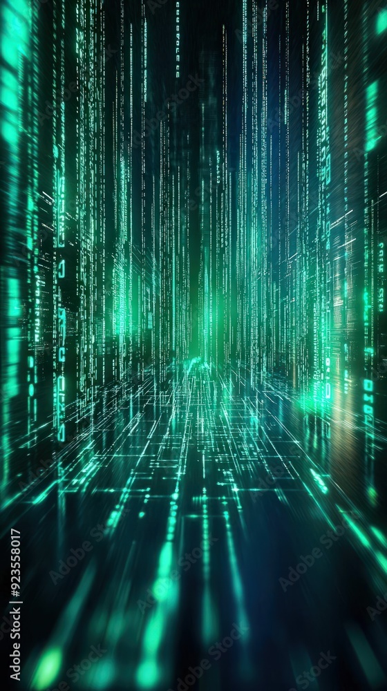 Poster digital fortress with malware detection protocols, cybersecurity, monitoring