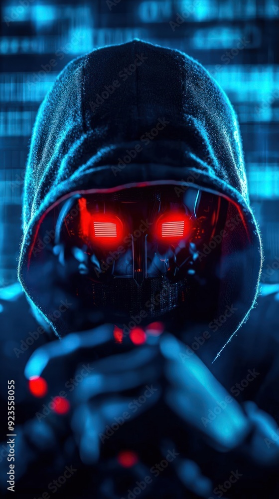 Poster digital fortress with malware detection protocols, cybersecurity, monitoring