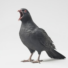 Angry pigeon on transparent background screaming