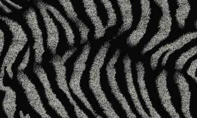 Elegant Black Tiger Skin Pattern Vector Illustration With Seamless Design. Animal Striped Skin Fur Pattern Texture Background