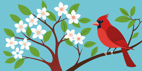 Cardinal and dogwood 
